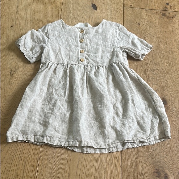 H&M Linen Button-Up Baby Dress 1 1/2-2Y - Picture 1 of 4